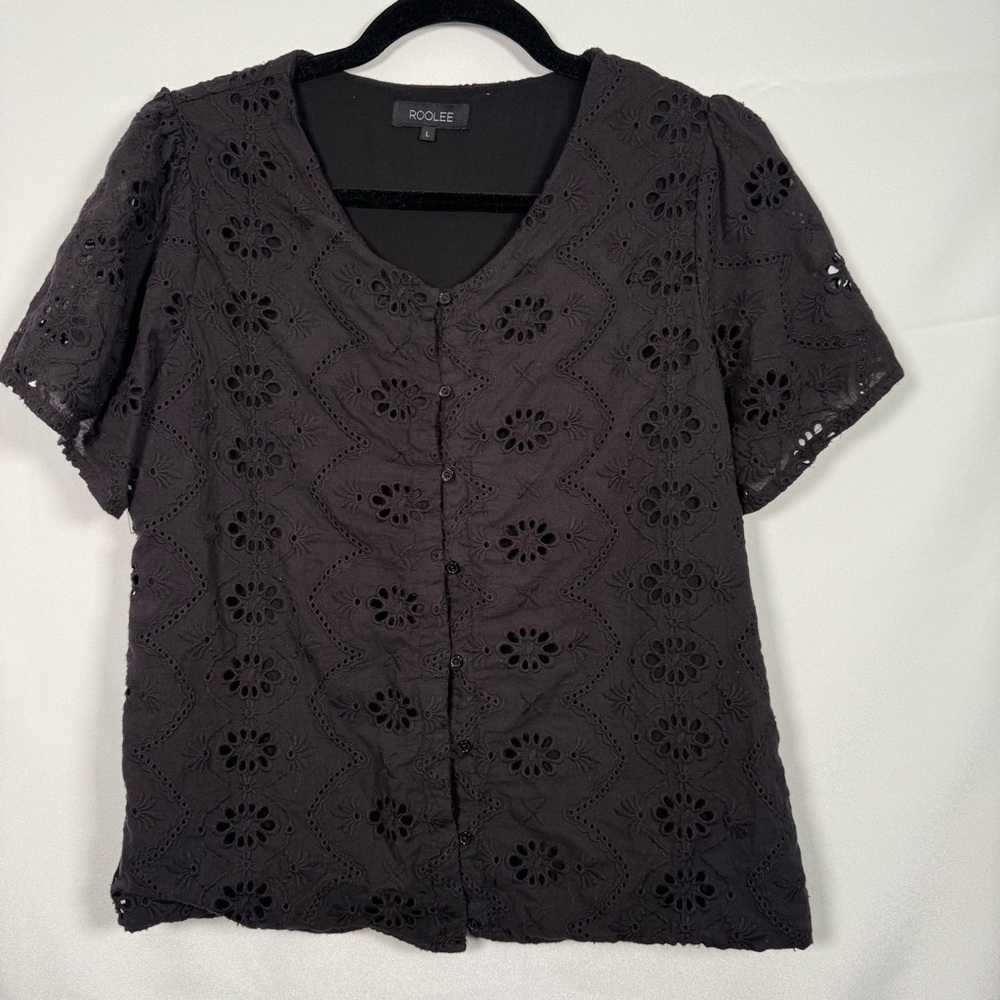 Roolee Black Eyelet Blouse